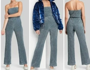 Silver Sequined Straps Optional Jumpsuit Size S Wild Fable Tube Disco Joy Party - Picture 1 of 14