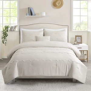 Comforter Set Twin Size - 3 Pieces Farmhouse Comforter Set, Fringe Lightweight C - Picture 1 of 5