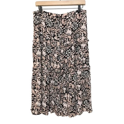 Falda midi con volantes florales Cynthia Rowley para mujer L Bloomcore Cottagecore Boho nueva con etiquetas Foto 1 de 4