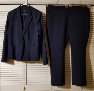 Banana Republic 2-Piece Plus Size 20 Jacket Pants Suit Navy Blue Wool Poly Blend - Picture 1 of 13