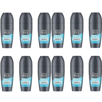 12x  Dove Clean Comfort Roll On 48 Hour Men + Care Deodorant, 50ml/1.7 oz. - Image 1 of 4