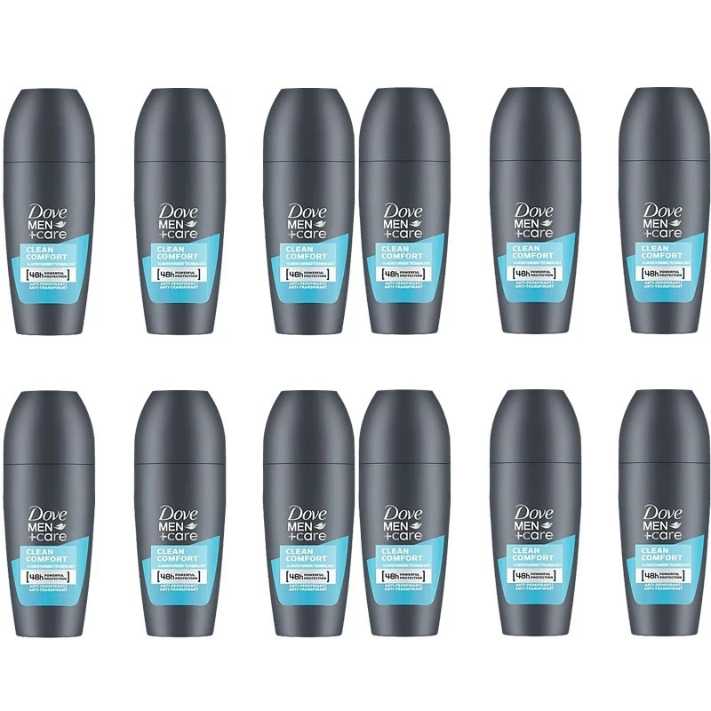 6 Pack Dove Clean Comfort Roll On 48 Hour Men Care Deodorant 50ml/1.7 oz.