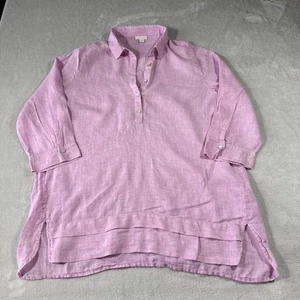 J. Jill Linen 1/2 Button Down 3/4 Sleeve Relax Tunic 100% Linen Women’s L Tall - Picture 1 of 9