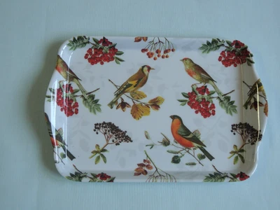 Ambiente 1x Tablett VÖGEL 13 x 21 cm Herbst Beeren Zweige Vogel - Bild 1 von 2