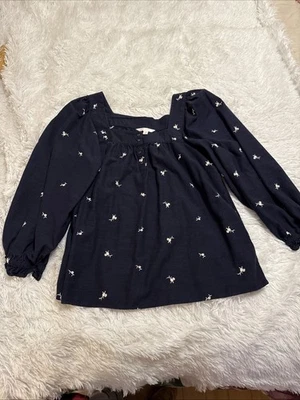 Mujer Lauren Conrad Manga Larga Pequeña, Azul, Floral Rayón/Poliéster/Algodón Foto 1 de 4