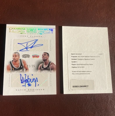 ¡Nat Treas Champion Signatures 2012-13 doble automático con tarjeta de canje original! Foto 1 de 2