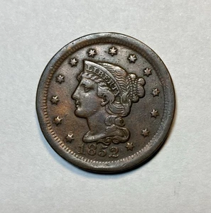 1852 Braided Hair Large Cent XF Lightly Cleaned VALUE PRICED - Picture 1 of 2