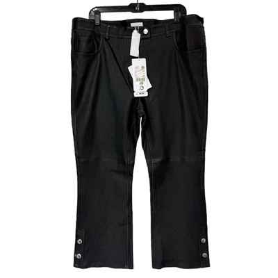 Pantalones de moto Escada Sport de cuero negro con cremallera talla 14/46 nuevos con etiquetas $995 Foto 1 de 4