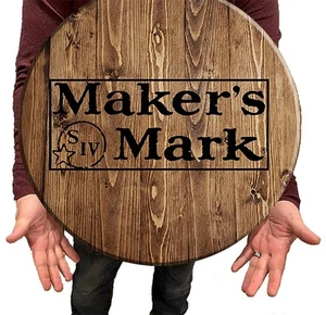 Wood Bar Sign Makers Mark Bourbon Inspired by Whiskey Barrel 18 Inch Stamp - Picture 1 of 4