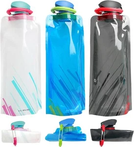 2x 700ml Zusammenklappbare Wasserflaschen Wiederverwendbare Leckere Wasserbeutel - Bild 1 von 13