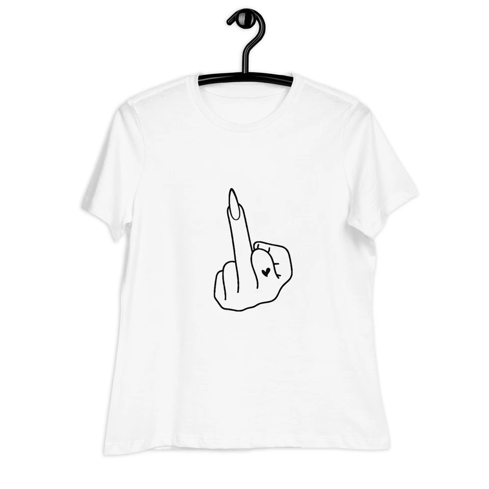Camiseta para mujer relajada con gráfico de dedo medio Foto 1 de 1