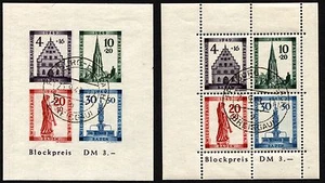 GERMAN French Occupation BADEN 5NB8a 5NB8b Semi-Postal Stamps Imperf Sheets USED - Picture 1 of 1