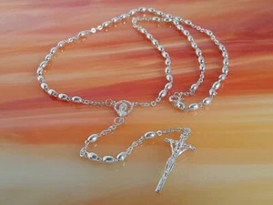 Rosenkranz Silber 925 57 cm echt Silberkette Halskette Kreuz Gebetskette kb103 - Bild 1 von 3