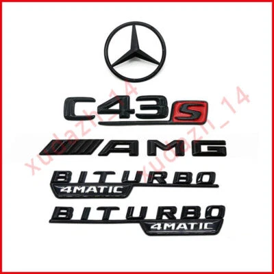 Juego de insignia emblema estrella trasera negro brillante C43S AMG BITURBO 4MATIC para Mercedes W205 Foto 1 de 4