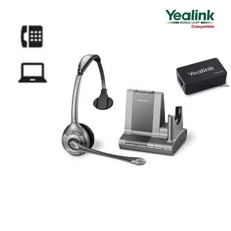 Plantronics WO300 Dect Base WH300 Wireless Headset PC Phone WO1/A +YEALINK EHS36 - Image 1 of 1