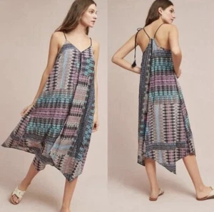 Anthropologie Akemi + Kin Women’s Riviera Tasseled Lined Boho Midi Dress Sz S - Picture 1 of 6
