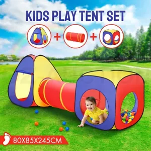 Kids Play Tent with Tunnel Set Children Teepee Tent Play House with Crawl Tunnel - Picture 1 of 9