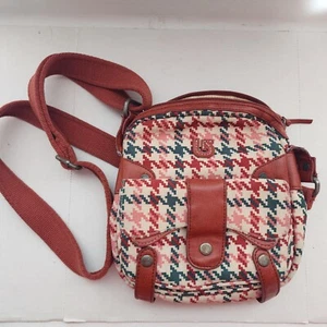 Burton Crossbody Bag Purse Houndstooth Adjustable Strap Pockets Buttons - Picture 1 of 11