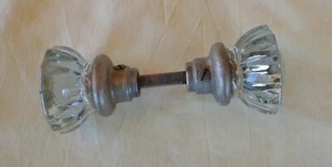 Older Vintage Clear Glass Door Knob Set Matching 2" Knobs 4 1/2” End to End - Picture 1 of 10