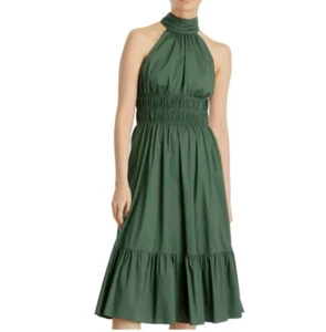 Veronica Beard Kinny Cotton Blend Halter Midi Dress Size 2 Forest, NEW MSRP $498 - Picture 1 of 13