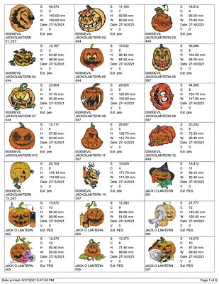 150 HALLOWEEN JACK-O-LANTERNS MÁQUINA DE BORDAR DISEÑOS COLECCIÓN PES USB Foto 1 de 4