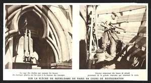 1935 -- SUR LA FLECHE DE NOTRE DAME DE PARIS EN COURS DE RESTAURATION . 3Y217 - Picture 1 of 1