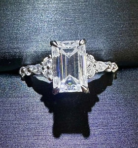 Emerald Cut Moissanite Ring - Picture 1 of 4