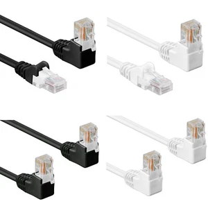 CAT 5e Netzwerkkabel Patchkabel 90° gewinkelter Stecker LAN Ethernet 0,25m-15m - Bild 1 von 6