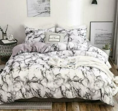 Juego de cama funda edredón estampado mármol 3 piezas funda de almohada tamaño king queen 2020 Foto 1 de 4