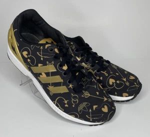 Adidas torsion Zx Flux Women’s Size 6.5 Black Gold Design - Picture 1 of 9
