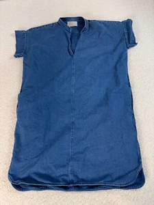 Everlane Womens Denim Short Sleeve V Neck Mini Dress Cotton Blue Size 4 - Picture 1 of 8