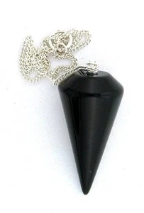 Cadena redonda de ónix negro color plata Reiki metafísica EBS7432 - Imagen 1 de 1