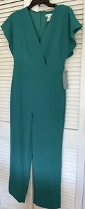 NEW ! LONDON TIMES Green Jumper V-neck Short-Slv Surplice Wide-leg Pockets 8 NWT - Picture 1 of 9