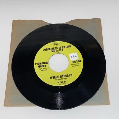 Merle Haggard I threw away the rose Loneliness Promo Single Record Jukebox 45 - Image 1 of 4