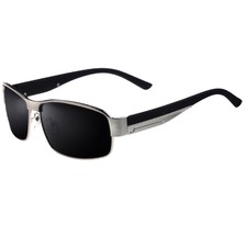 Polarisierte Sonnenbrille Maenner Flieger nach oben 8485 Silber  W7L1 Y5D4