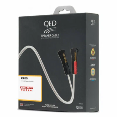 QED XT25 Speaker Cable - 5 Metre Pair Banana Factory Terminated Boxed 5M 500cm - Image 1 of 4