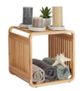bamboo rack natural single layer radian shelf - Picture 1 of 3