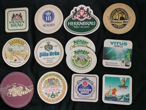 Vtg Lot Of 13 German Beer Bier Advertising Coasters Landbier Ayinger Lowenbrau c - Picture 1 of 6