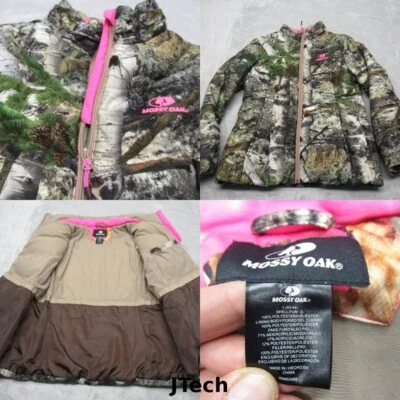 Jaqueta Mossy Oak Feminina Grandes Bolsos de Camuflagem Zíper Completo Grosso Tampão Isolado - Imagem 1 de 4