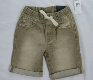 Gap kids Toddler Boy Pull On Roll Denim Soft Cotton Shorts 2 Years Khaki Beige - Picture 1 of 4