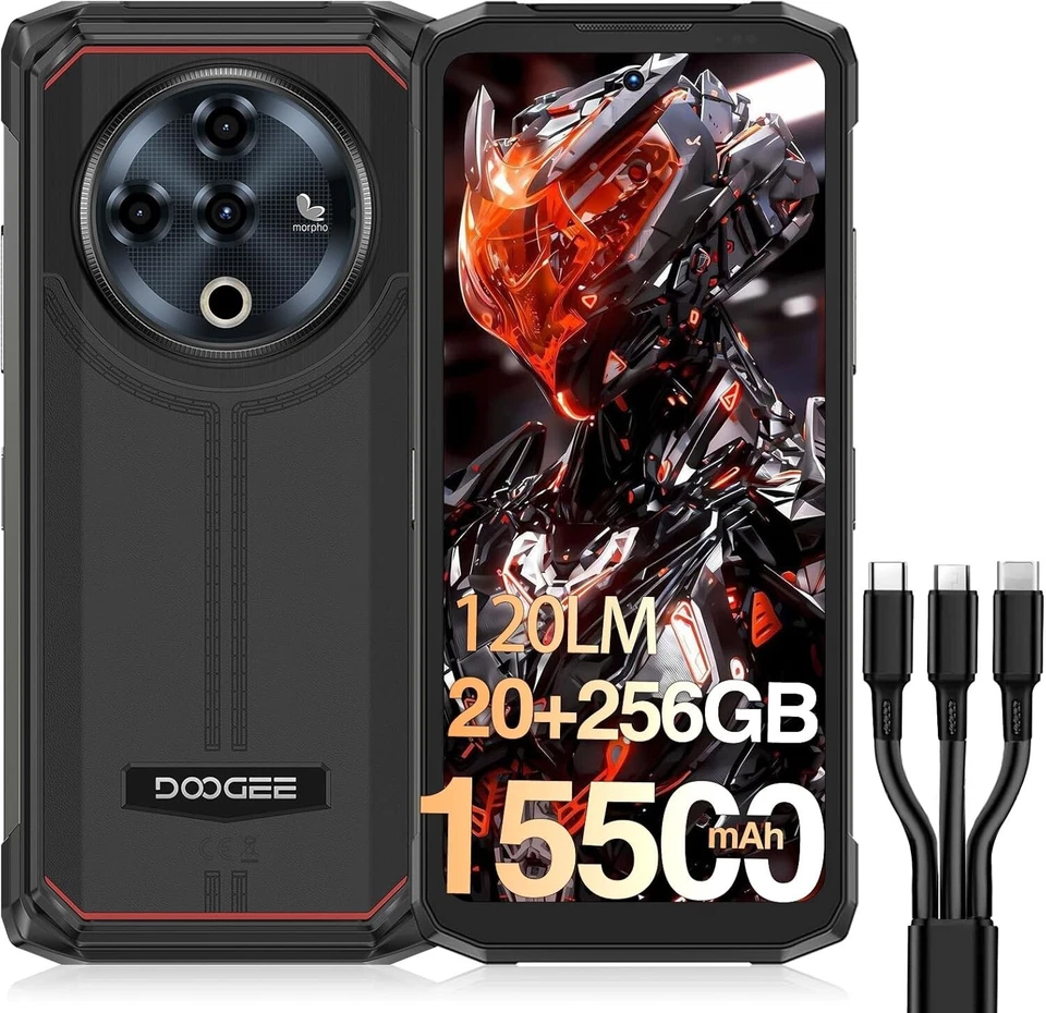 DOOGEE Fire 6 Power 4G Rugged Smartphone Android 14 20GB+256GB 15500mAh Unlocked