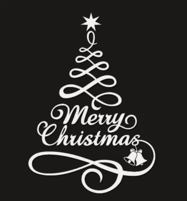 MERRY CHRISTMAS TREE WINDOW WALL STICKER, window sign decal xmas - Image 1 of 2