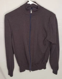 Chaqueta Toscano Firenze 100% Lana Merino con Cremallera Completa Marrón Talla Grande Hecha en Italia - Imagen 1 de 7