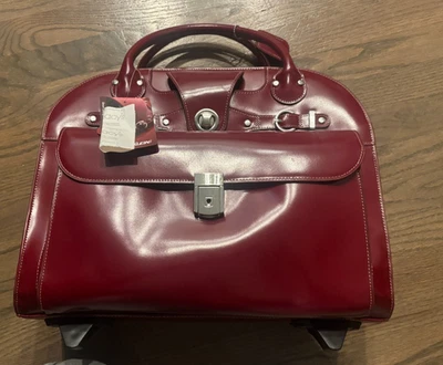 Maletín para computadora portátil McKlein Edgebrook 96316 de cuero rojo con ruedas usado en excelente estado Foto 1 de 4
