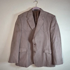 Circle S Faux Suede Microsuede Western Blazer Jacket Rockabilly Mens  Sz 48R Tan - Picture 1 of 17