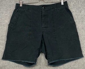 Birdwell Beach Britches Shorts Mens M Indigo Blue Cut Off Raw Hem Cotton Elastic - Picture 1 of 13