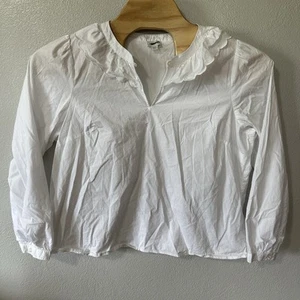 J Crew Damen Gr. XXL Weiß Langarm Bluse Rüschenkragen Pionier Landhaus - Bild 1 von 8