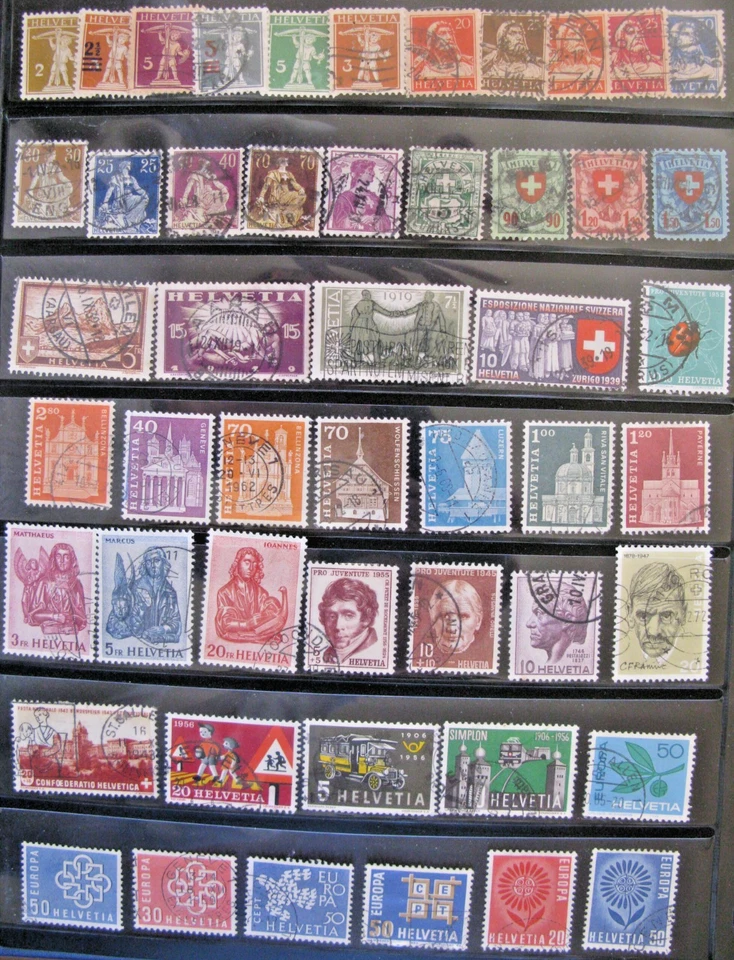 Lote de 50 estampillas suizas usadas - Helvetia, vintage modernas, CONJUNTOS PARCIALES Foto 1 de 1