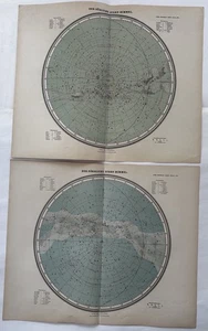 Cartas estelares celestiales Cielo nocturno 1892 Sohr-Berghaus escaso detallado mapas a 2 colores - Imagen 1 de 15