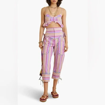 NWT ISABEL MARANT Telmani cropped ruffled striped cotton top SIZE 2 - Image 1 of 4